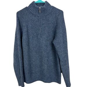 Pacas Alpaca Men's Quarter Zip Sweater Blue sz M